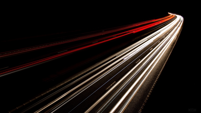 Night highway light trails 4K