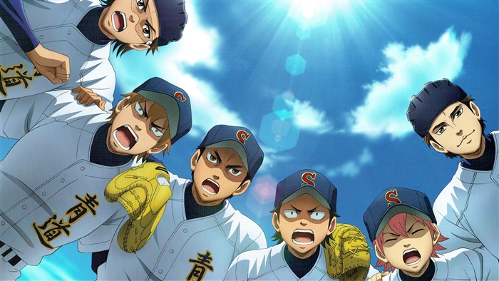 Group of baseball players looking up