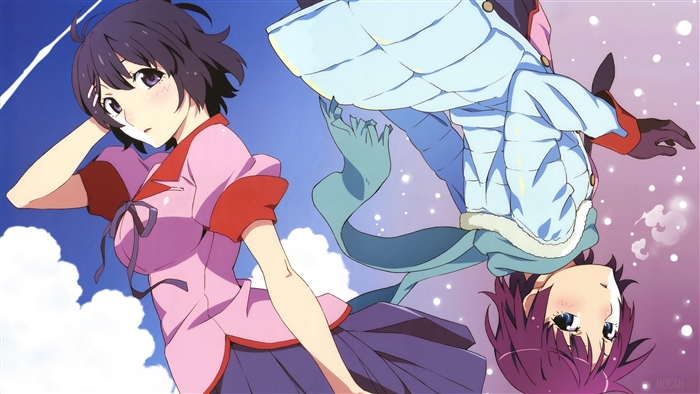 Hitagi Senjōgahara and Tsubasa Hanekawa from Monogatari Series 4K