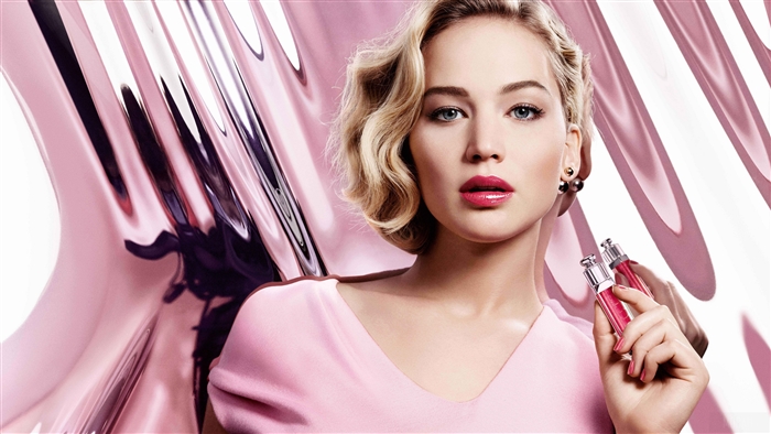 Jennifer Lawrence Blonde Blue Eyes Lipstick 4k