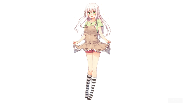 Anime girl with apron and striped socks