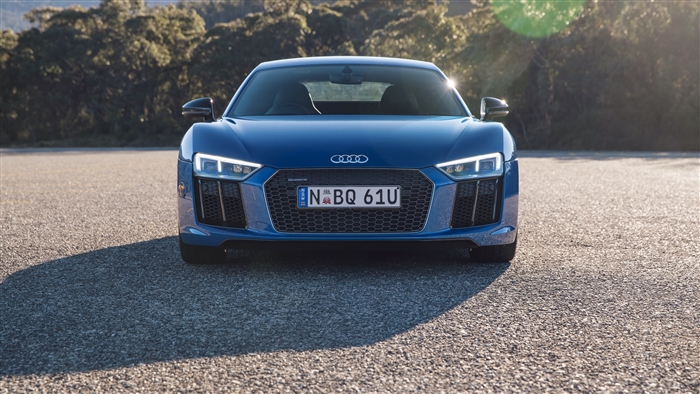Blue Audi R8 V10 parked on asphalt