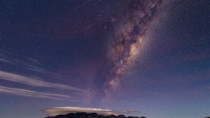 Milky Way Galaxy Over Mountains Under Starry Sky 4K