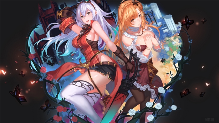 Two women with swords from Nights of Azure 4K