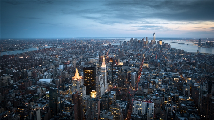 New York City Skyscraper Cityscape at Dusk 4K
