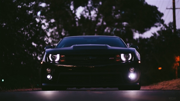 Black Chevrolet Camaro SS Muscle Car 4K