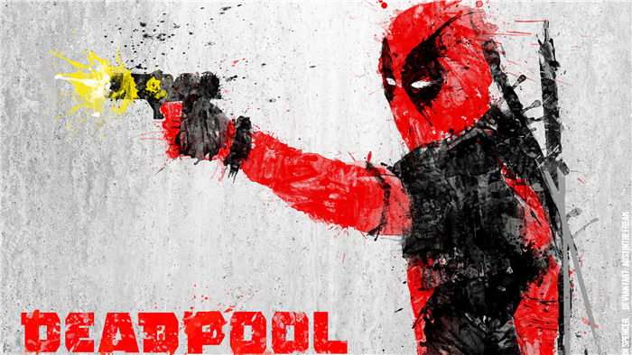 Deadpool shooting a gun