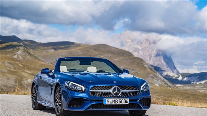 Blue Mercedes-Benz SL Convertible 4K