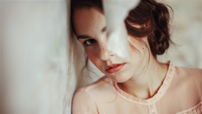 Woman with Freckles and Brunette Hair 4K
