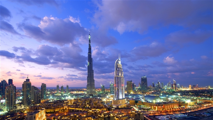 Dubai Skyline with Burj Khalifa at Dusk