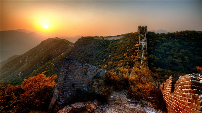 Great Wall of China at Sunset 4K