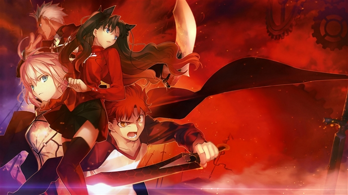 Archer, Rin Tohsaka, and Shirou Emiya from Fate 4K