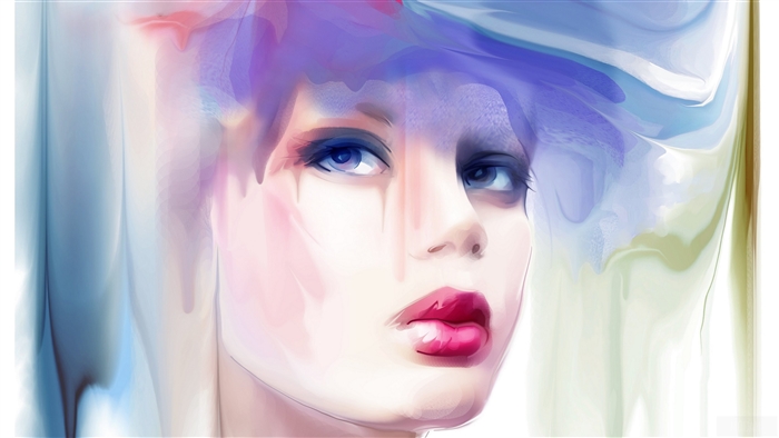Woman's face with abstract colorful background 4K