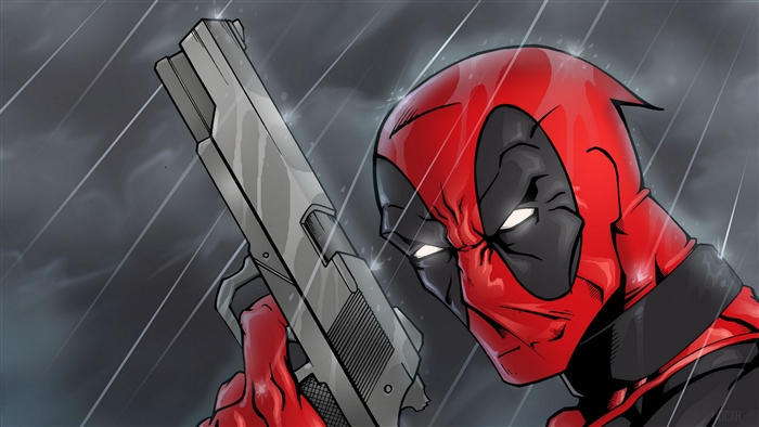 Deadpool with a Gun in the Rain 4K