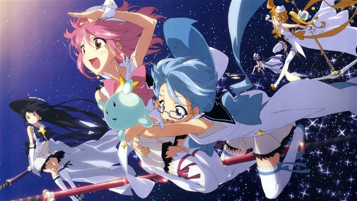 Magical Girls Flying in Space