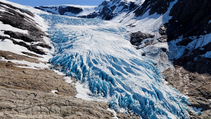 Glacier in a Mountainous Landscape 4K