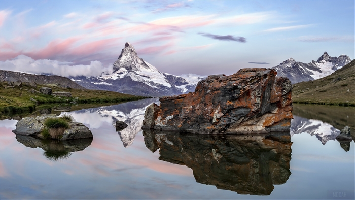 Matterhorn Mountain Reflected in Swiss Lake 4K