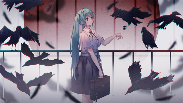 Hatsune Miku with Crows 4K