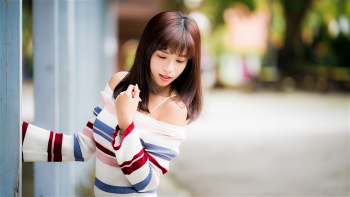 Asian Woman with Brunette Hair