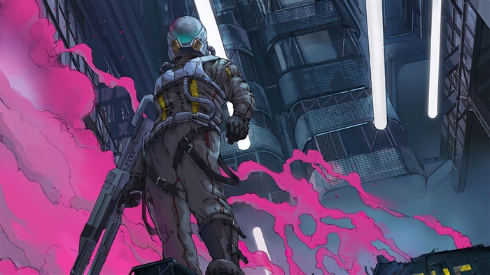 Futuristic Warrior with Weapon 4K