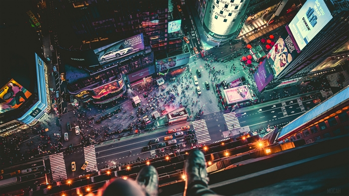 Times Square at Night from Above