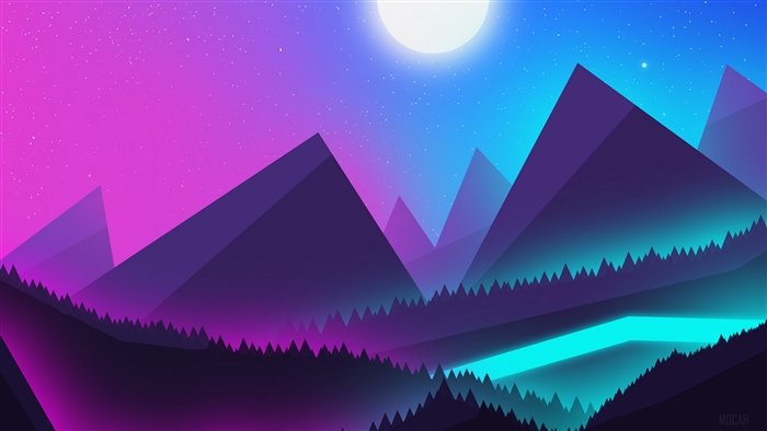 Mountain Landscape with Moon and Stars 4K
