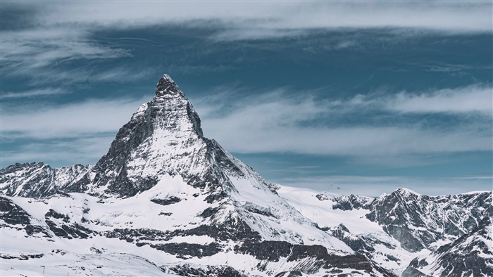 Matterhorn Mountain Peak in Winter Snow 4K