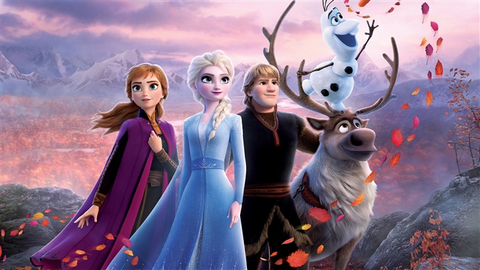 Frozen 2 Characters with Autumn Leaves in 4K