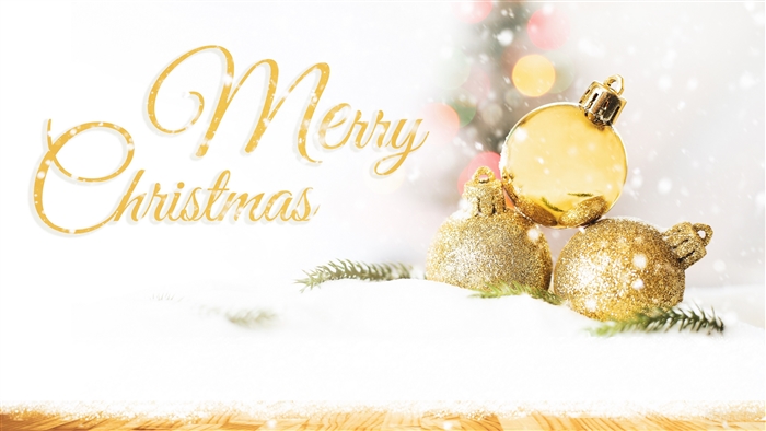 Merry Christmas Ornaments in Snow 4K