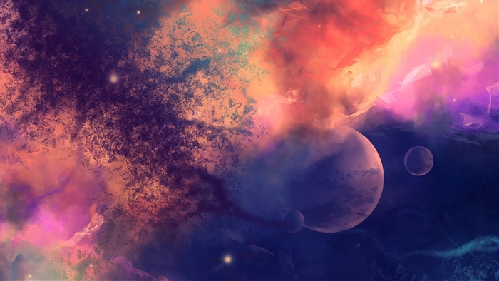4K Space Nebula with Planets