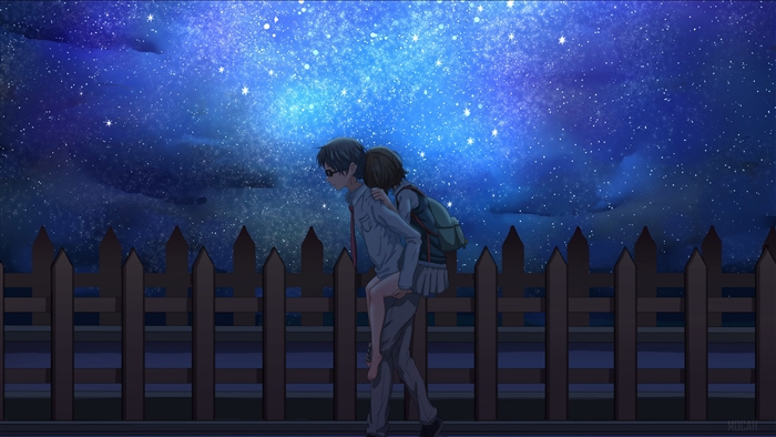 Kousei Arima and Tsubaki Sawabe under the stars 4K
