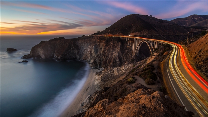 Bixby Creek Bridge, California, Highway Time-Lapse 4K