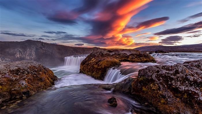 Sunset over a Waterfall 4K