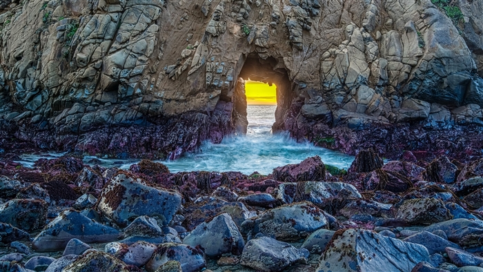 Rock Arch with Ocean View 4K