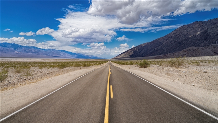 Desert Road Landscape in California 4K