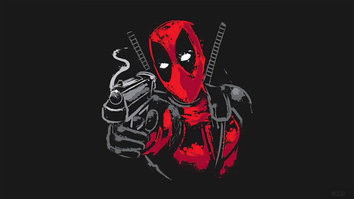 Deadpool with Gun Minimalist 4K