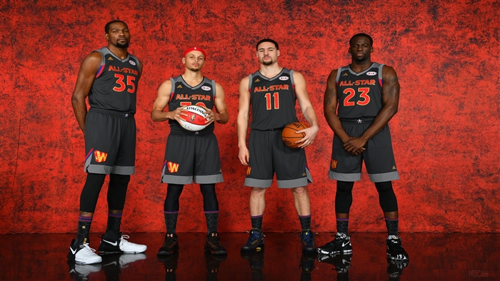 Kevin Durant, Stephen Curry, Klay Thompson, and Draymond Green