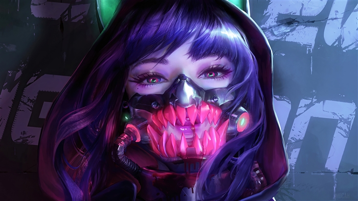 Cyberpunk girl with a futuristic mask