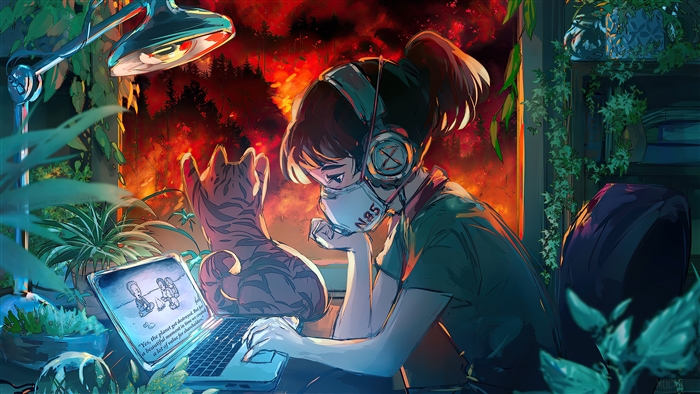 Lofi Girl Studying with Cat 4K