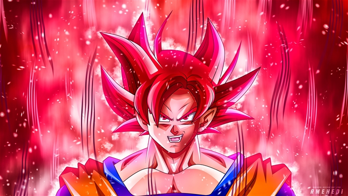 Goku Super Saiyan God Intense Red Aura 4k