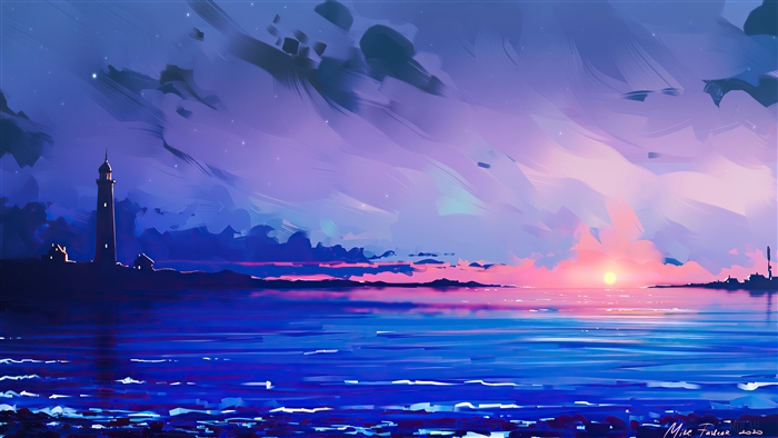 Minimalist Lighthouse Paint Art 4K