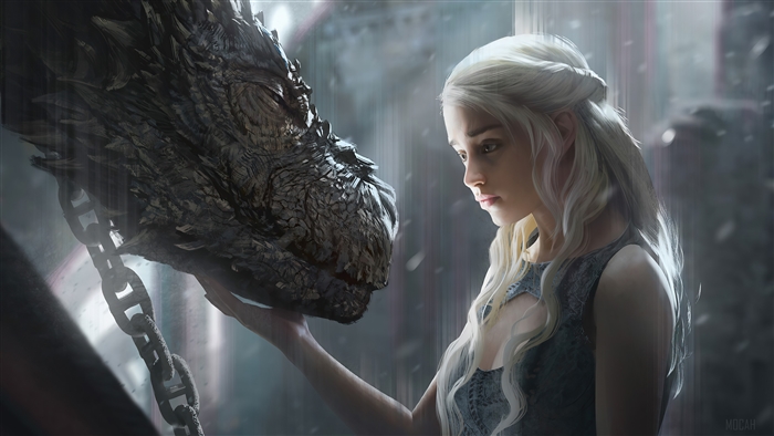 Daenerys Targaryen and Dragon 4K