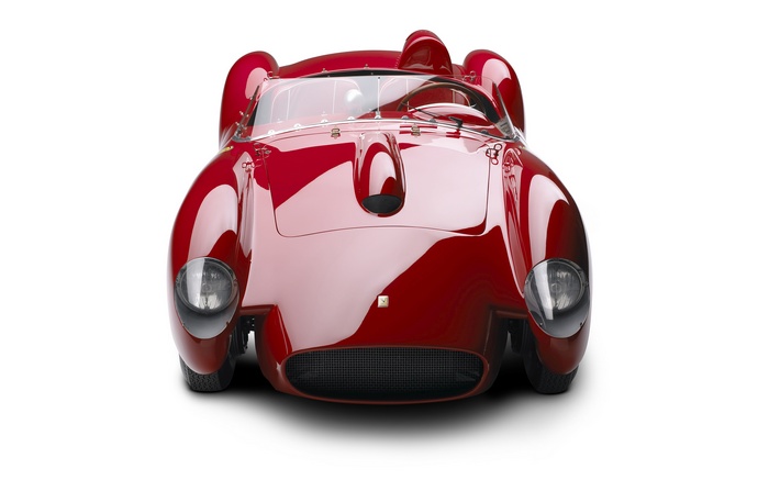 Red Ferrari classic race car front view