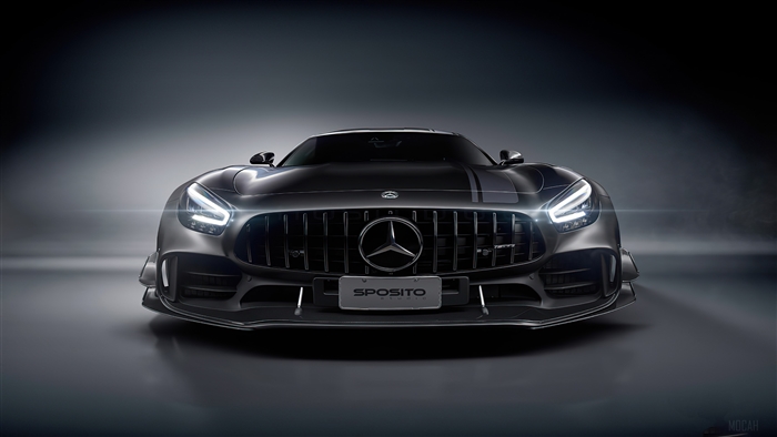 Black Mercedes-AMG GT Front 4K