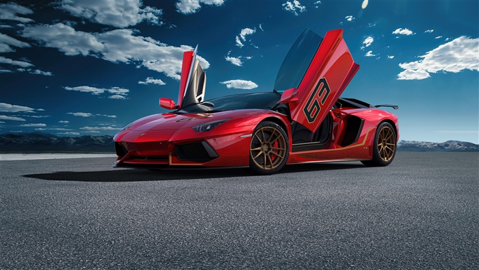 Red Lamborghini Aventador SVJ 63 2020 4K