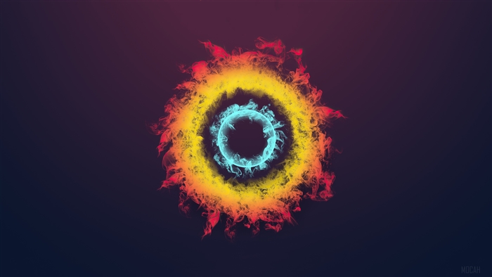 Abstract Fire and Ice Circles 4K