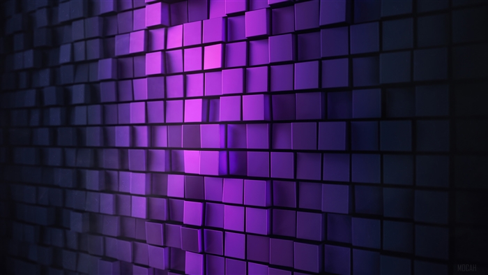3D Purple Cubes Abstract 4K