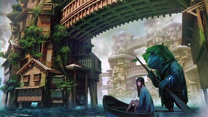 Anime Girl and Creature in a Dreamy World 4K
