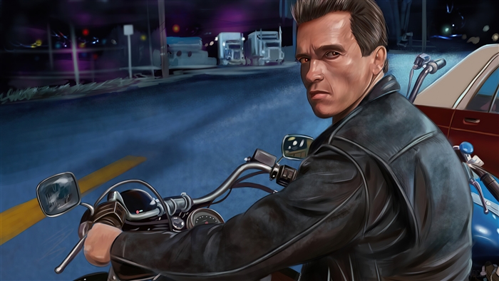 The Terminator on a motorcycle 4K