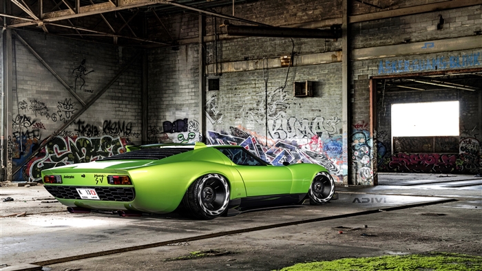 Lime Green Lamborghini Miura Widebody 4K